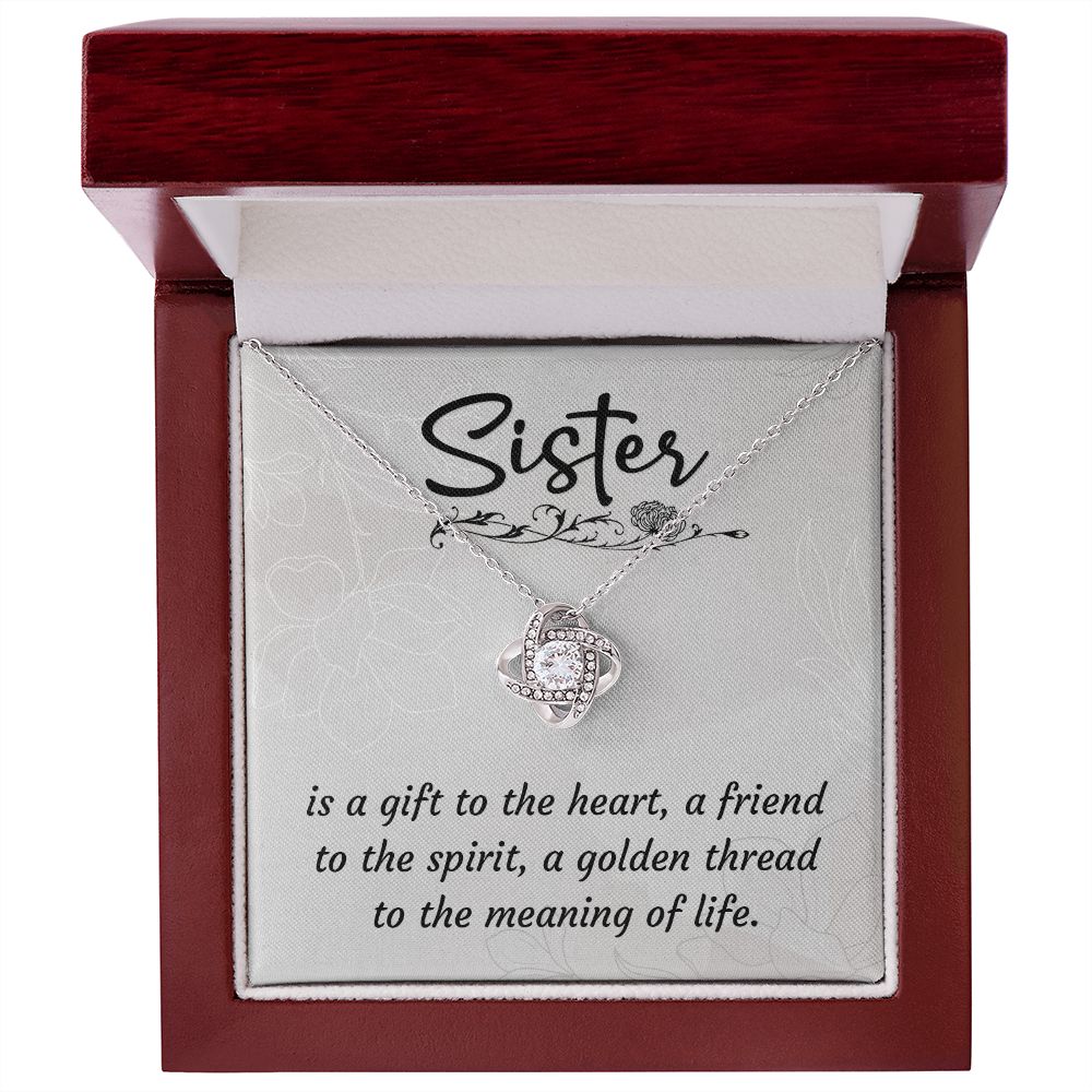 To My Sister A Sister is a Gift Infinity Knot Necklace Message Card-Express Your Love Gifts