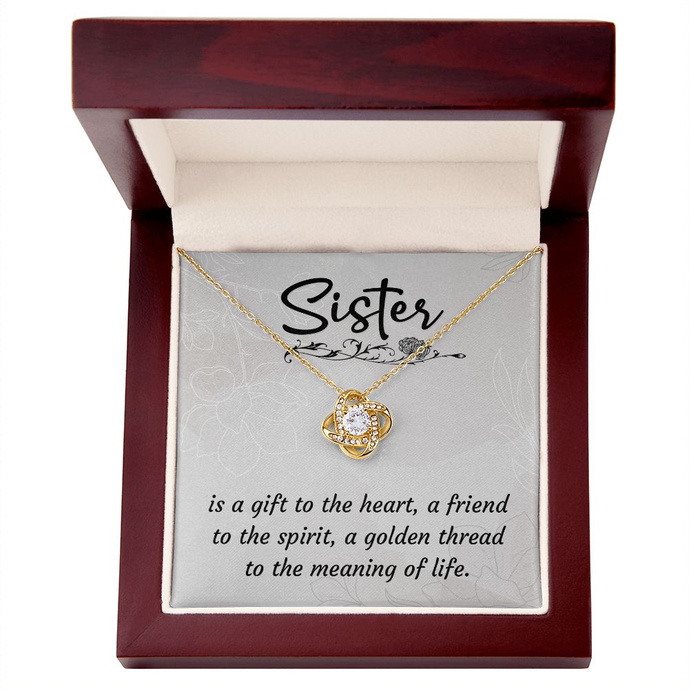 To My Sister A Sister is a Gift Infinity Knot Necklace Message Card-Express Your Love Gifts