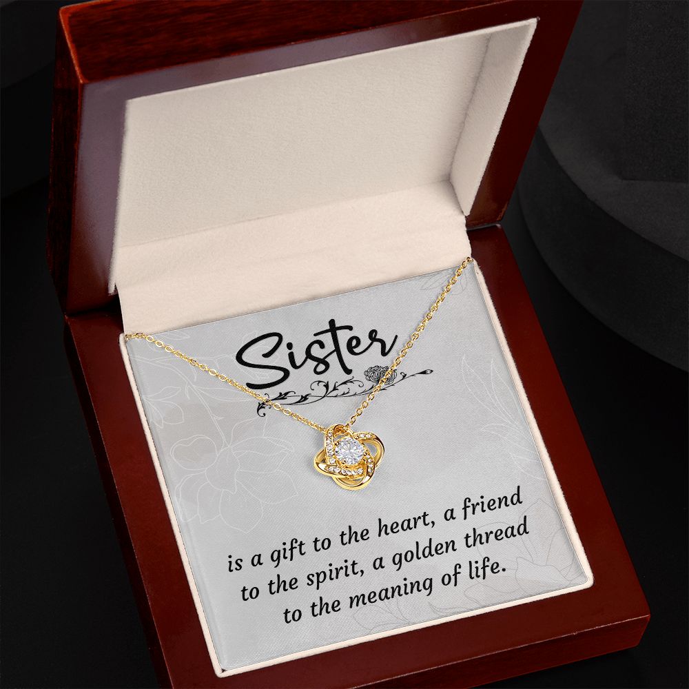 To My Sister A Sister is a Gift Infinity Knot Necklace Message Card-Express Your Love Gifts