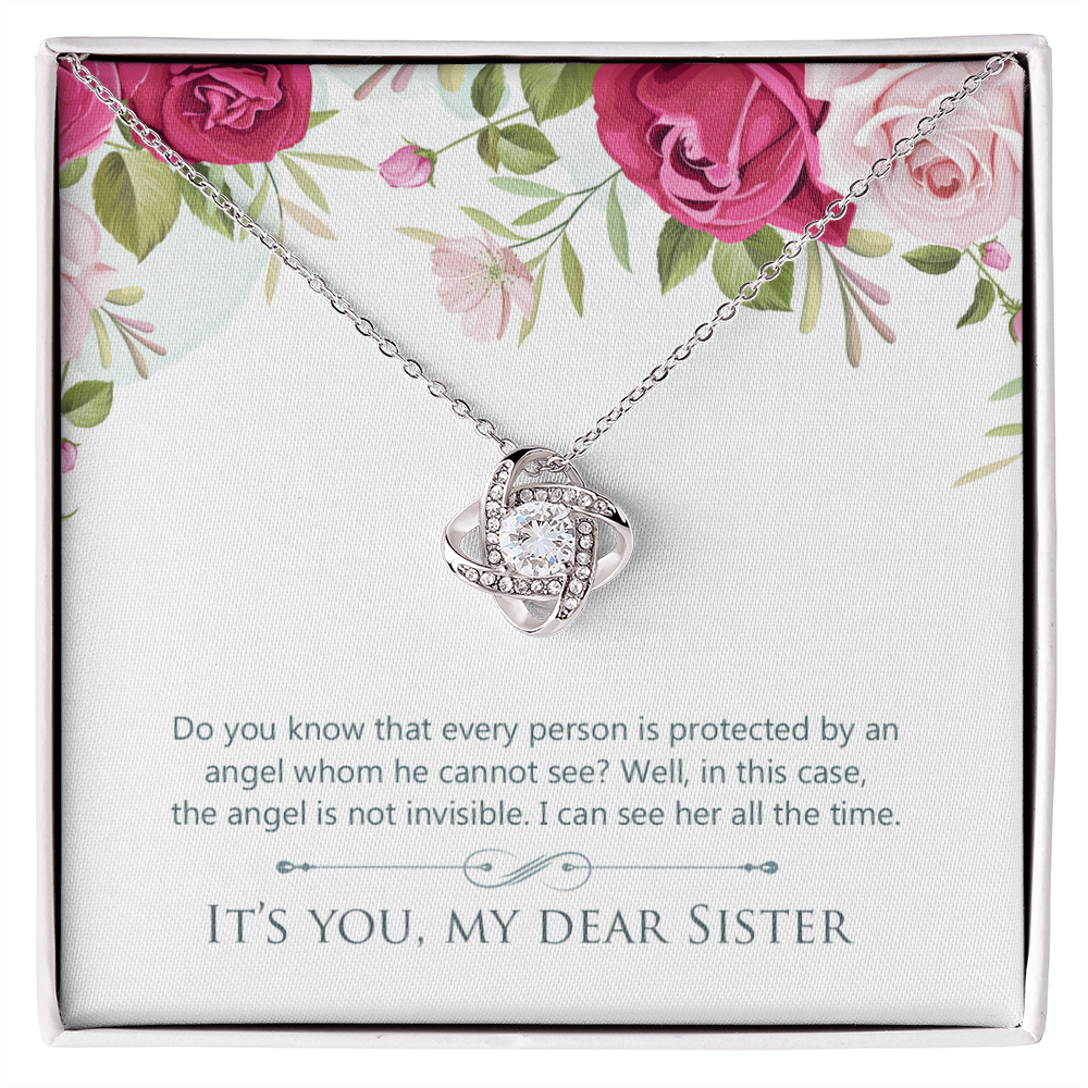To My Sister Angel is Not Invisible Infinity Knot Necklace Message Card-Express Your Love Gifts