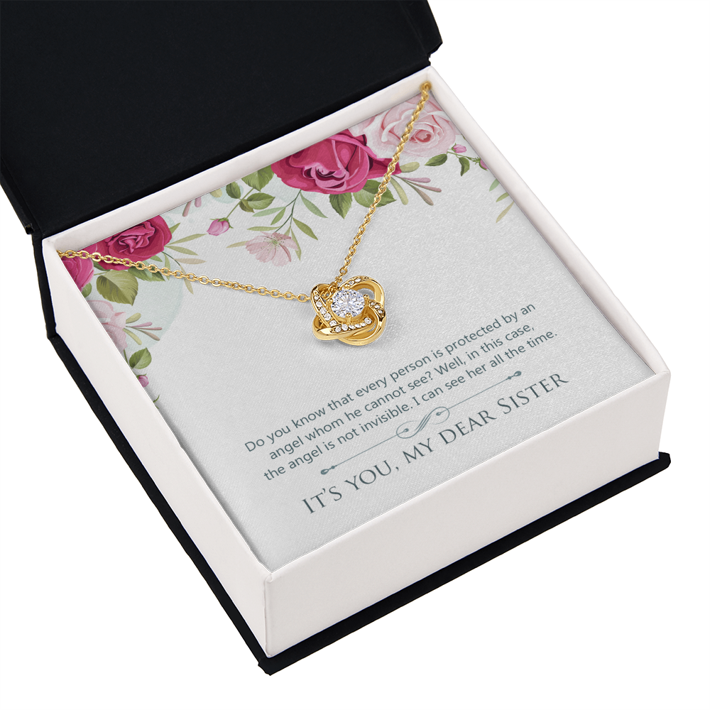 To My Sister Angel is Not Invisible Infinity Knot Necklace Message Card-Express Your Love Gifts