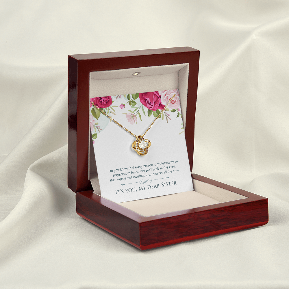 To My Sister Angel is Not Invisible Infinity Knot Necklace Message Card-Express Your Love Gifts