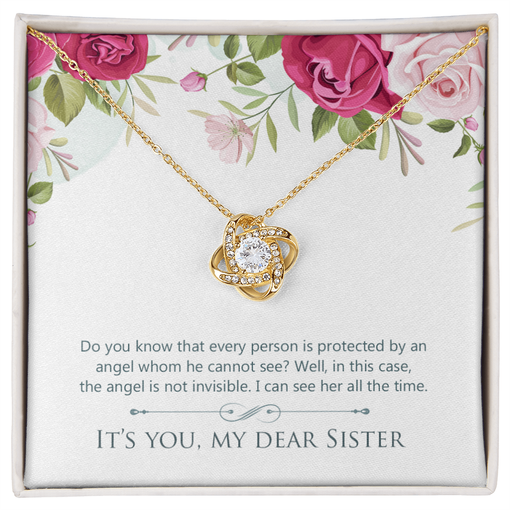 To My Sister Angel is Not Invisible Infinity Knot Necklace Message Card-Express Your Love Gifts