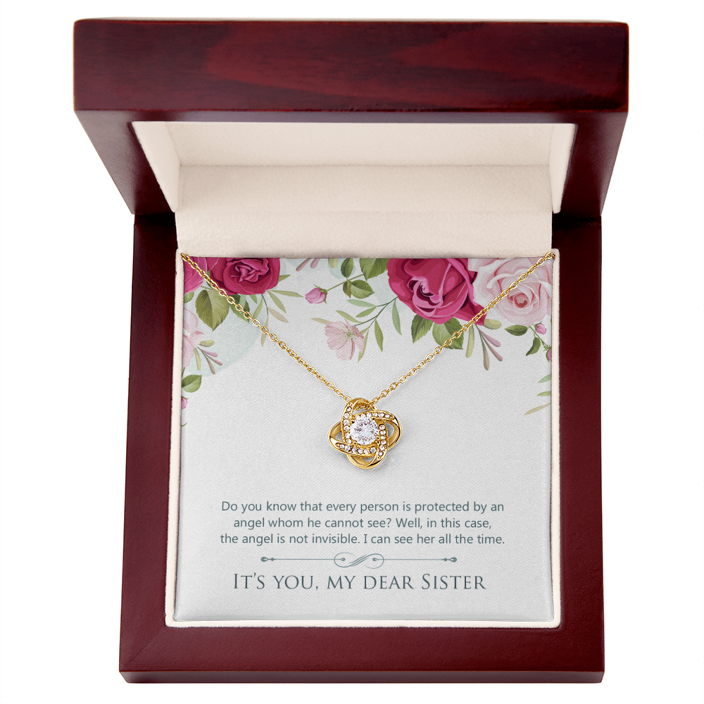To My Sister Angel is Not Invisible Infinity Knot Necklace Message Card-Express Your Love Gifts