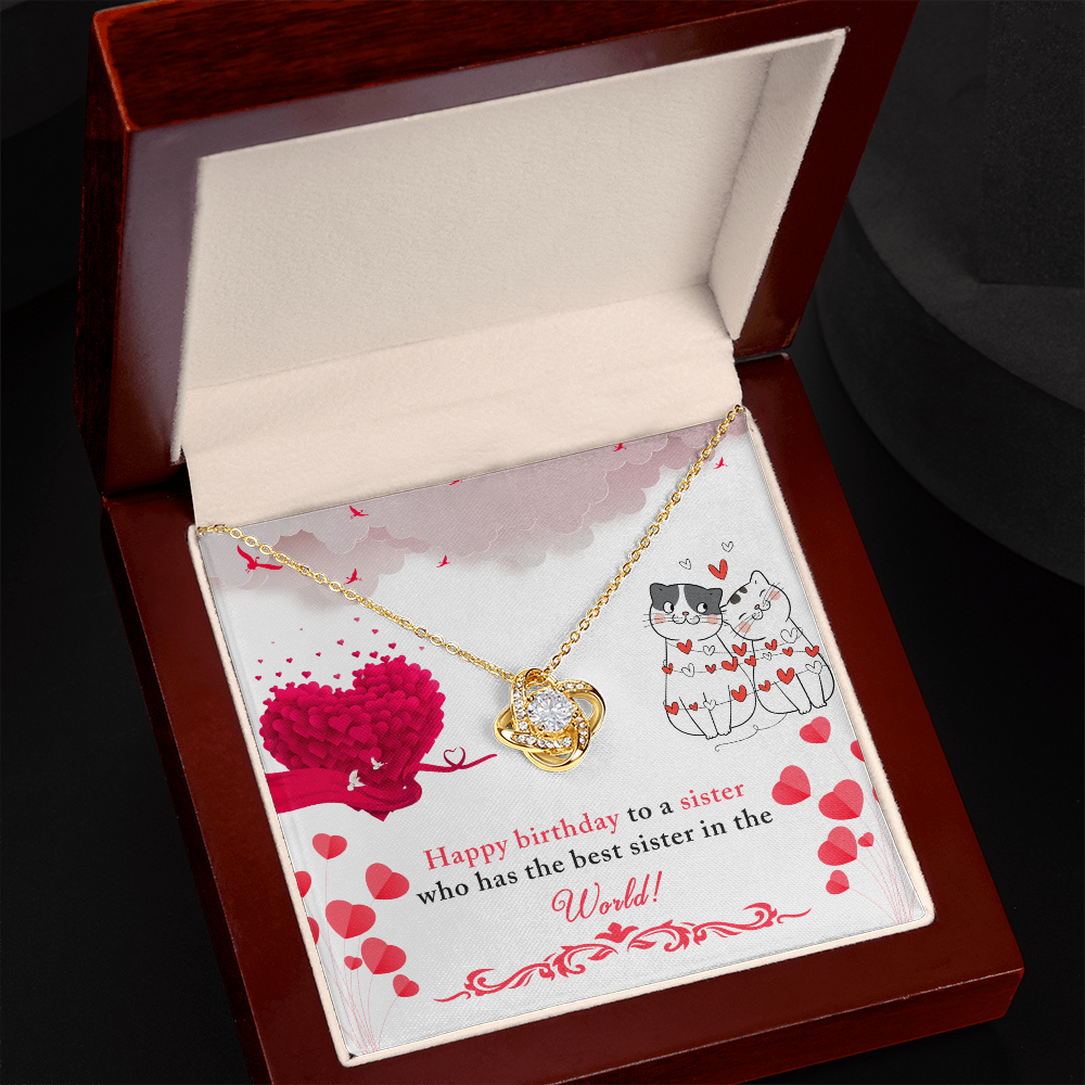To My Sister Best Sister Birthday Message Infinity Knot Necklace Message Card-Express Your Love Gifts