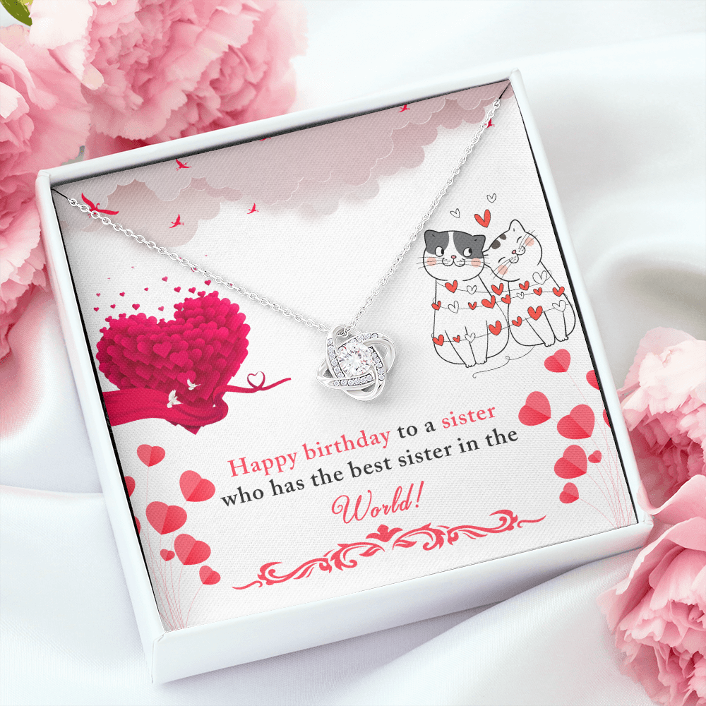 To My Sister Best Sister Birthday Message Infinity Knot Necklace Message Card-Express Your Love Gifts