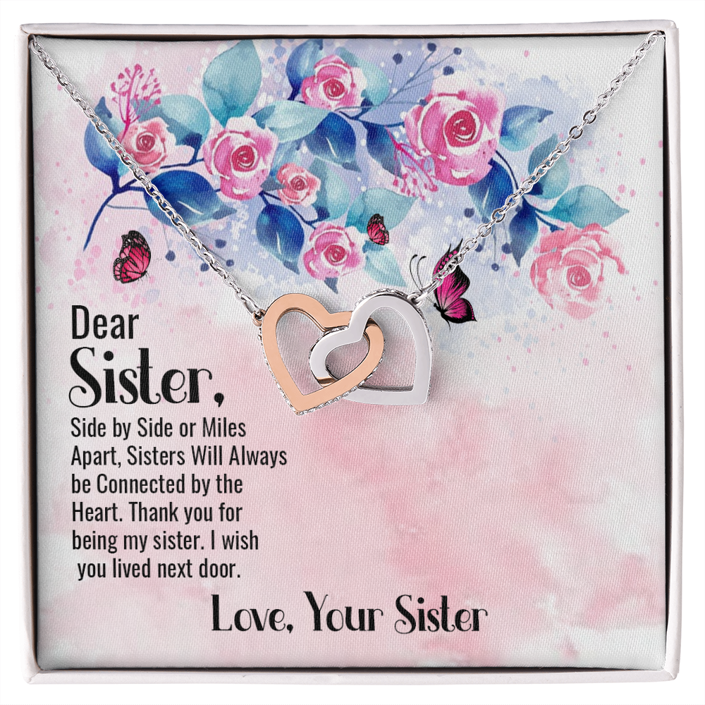 To My Sister Connected by Heart Inseparable Necklace-Express Your Love Gifts