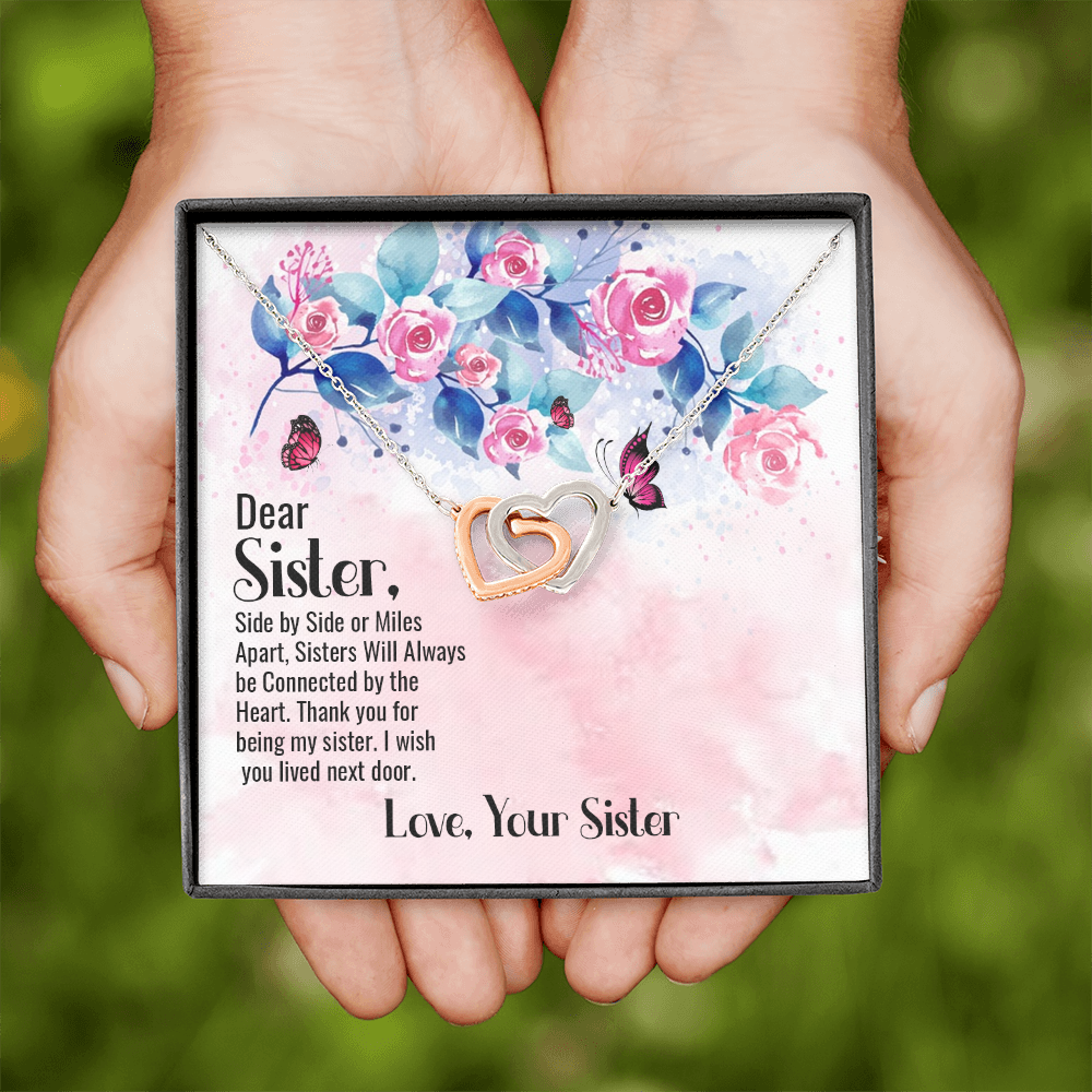 To My Sister Connected by Heart Inseparable Necklace-Express Your Love Gifts