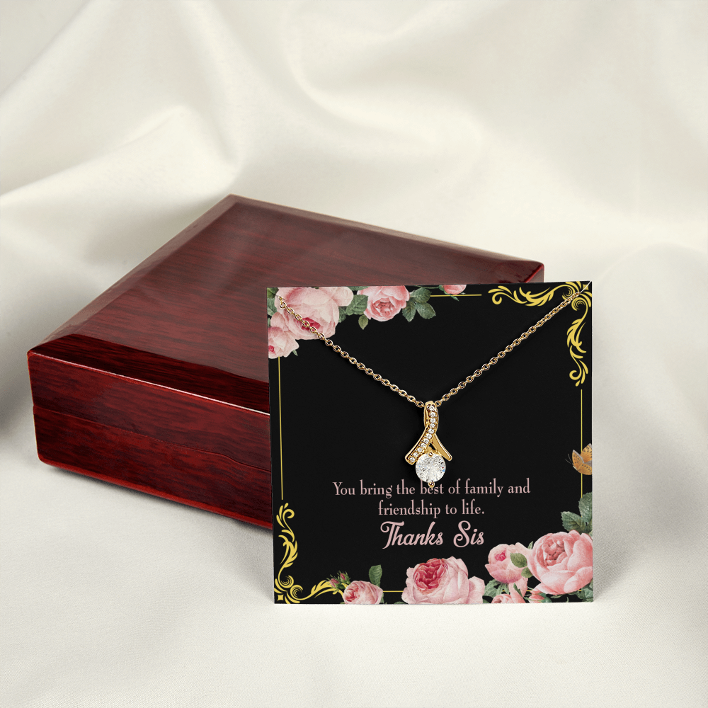 To My Sister Friendship to Life Alluring Ribbon Necklace Message Card-Express Your Love Gifts