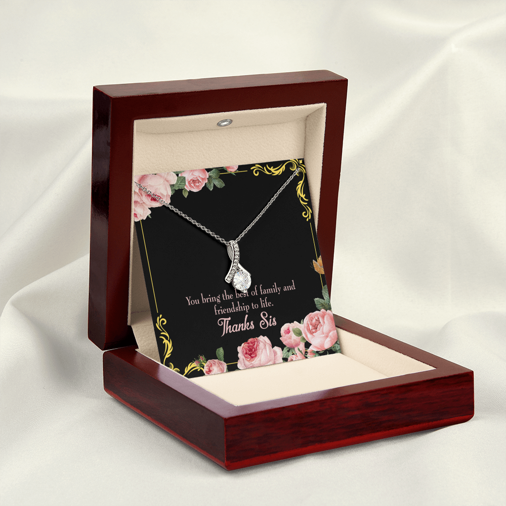 To My Sister Friendship to Life Alluring Ribbon Necklace Message Card-Express Your Love Gifts