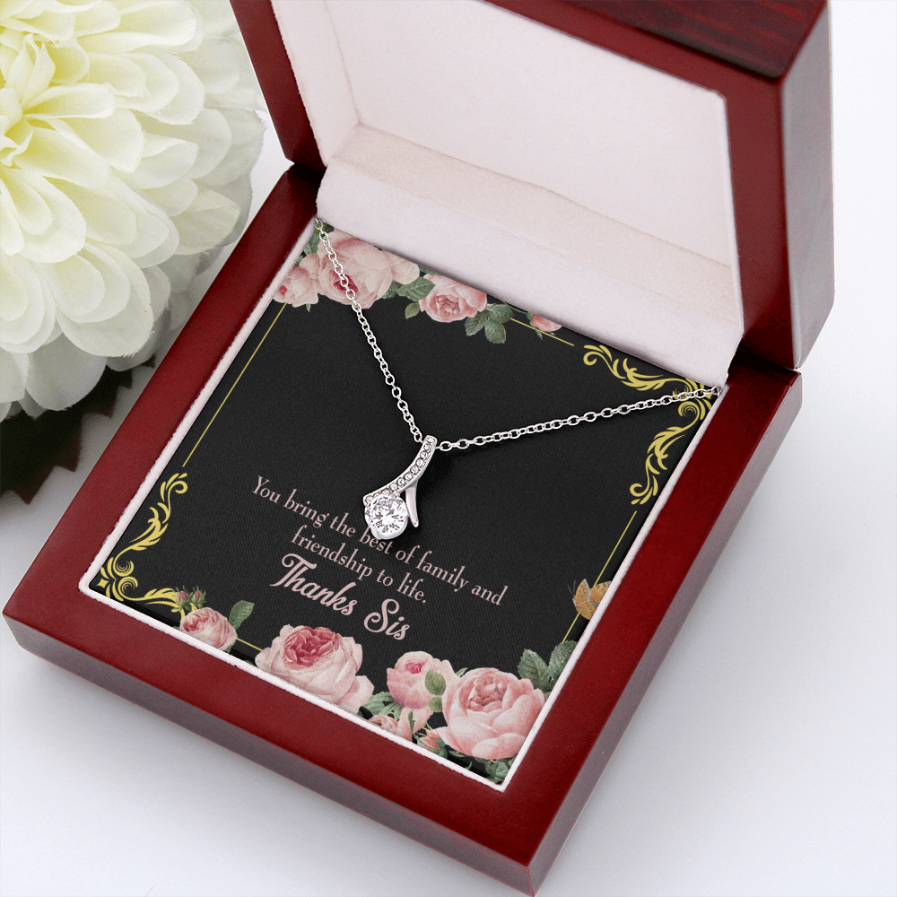 To My Sister Friendship to Life Alluring Ribbon Necklace Message Card-Express Your Love Gifts