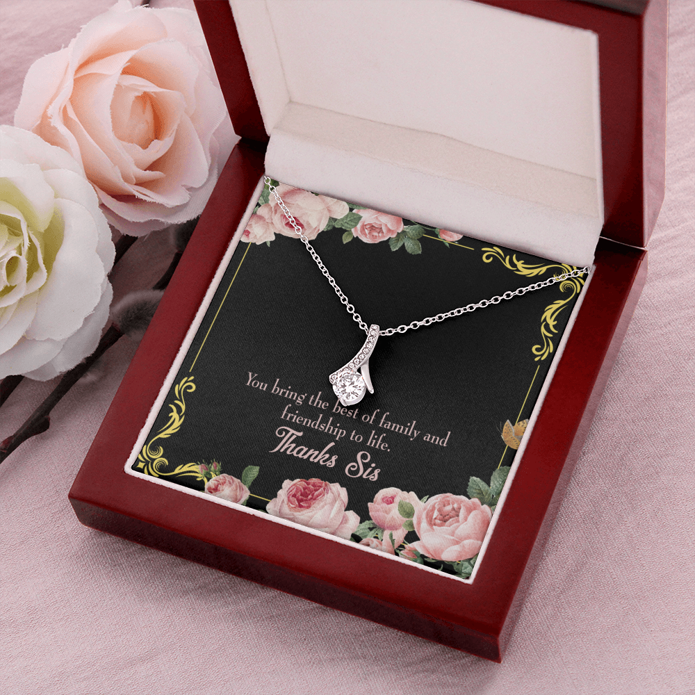 To My Sister Friendship to Life Alluring Ribbon Necklace Message Card-Express Your Love Gifts