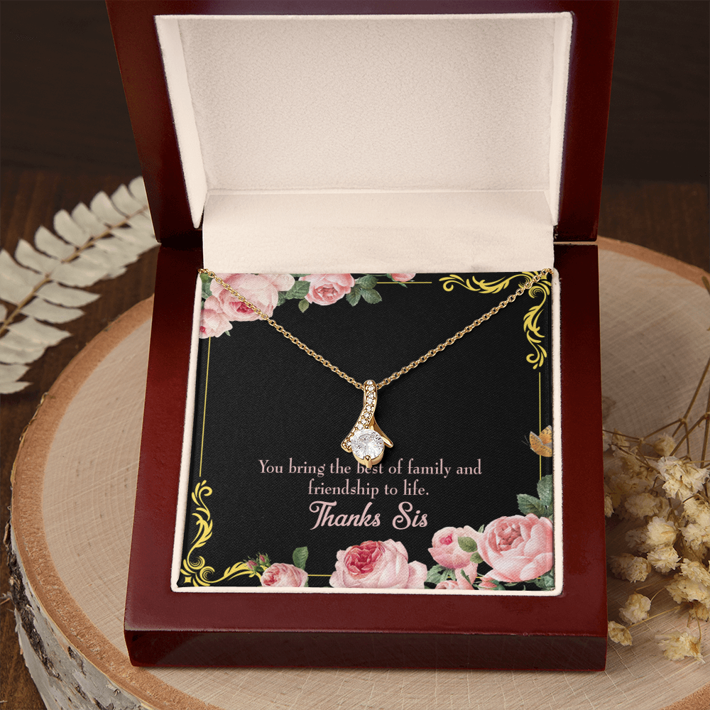 To My Sister Friendship to Life Alluring Ribbon Necklace Message Card-Express Your Love Gifts