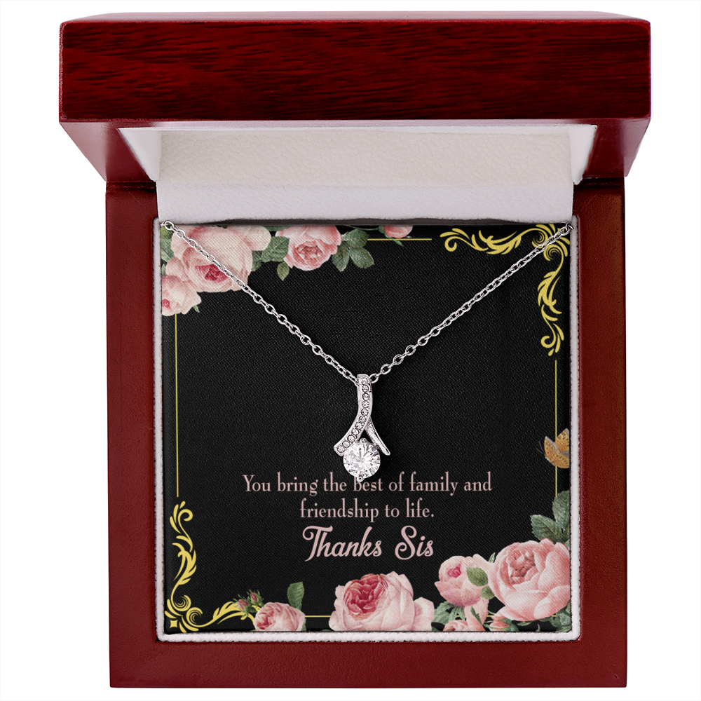 To My Sister Friendship to Life Alluring Ribbon Necklace Message Card-Express Your Love Gifts