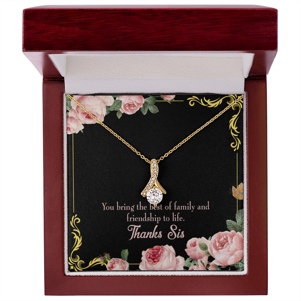 To My Sister Friendship to Life Alluring Ribbon Necklace Message Card-Express Your Love Gifts