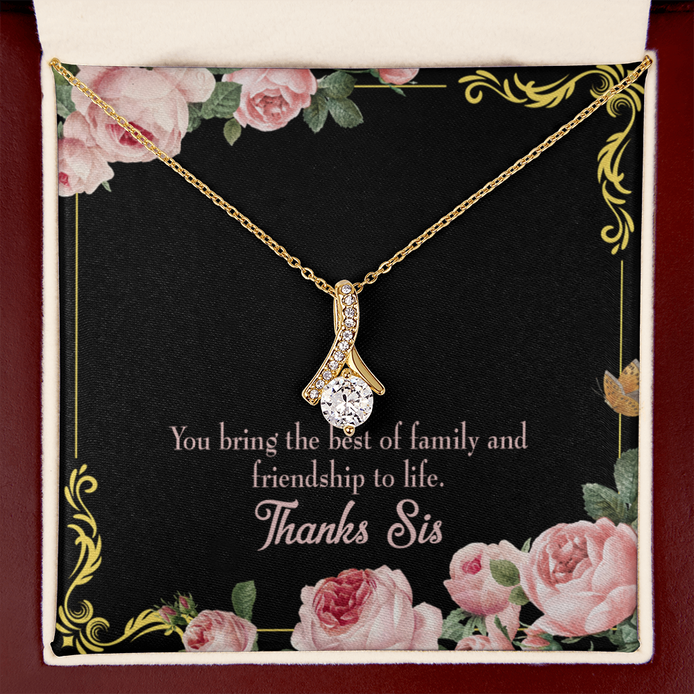 To My Sister Friendship to Life Alluring Ribbon Necklace Message Card-Express Your Love Gifts