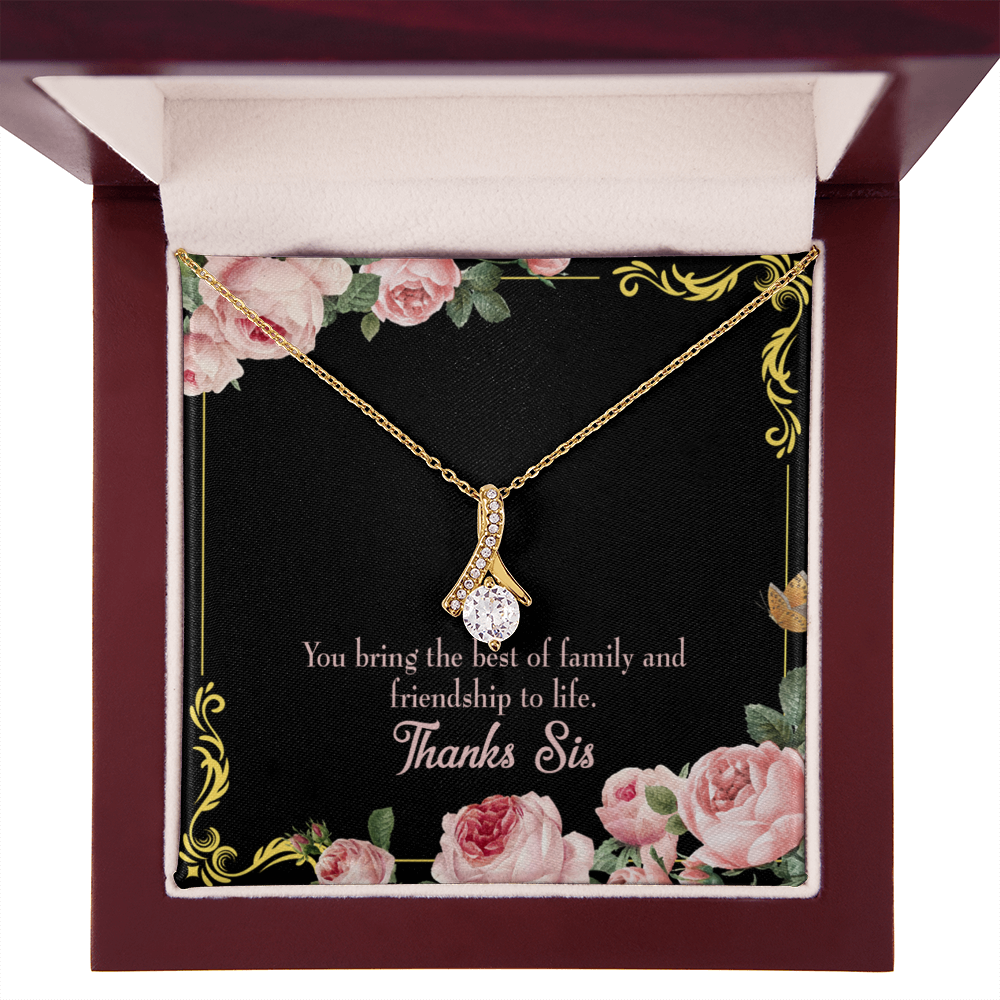 To My Sister Friendship to Life Alluring Ribbon Necklace Message Card-Express Your Love Gifts