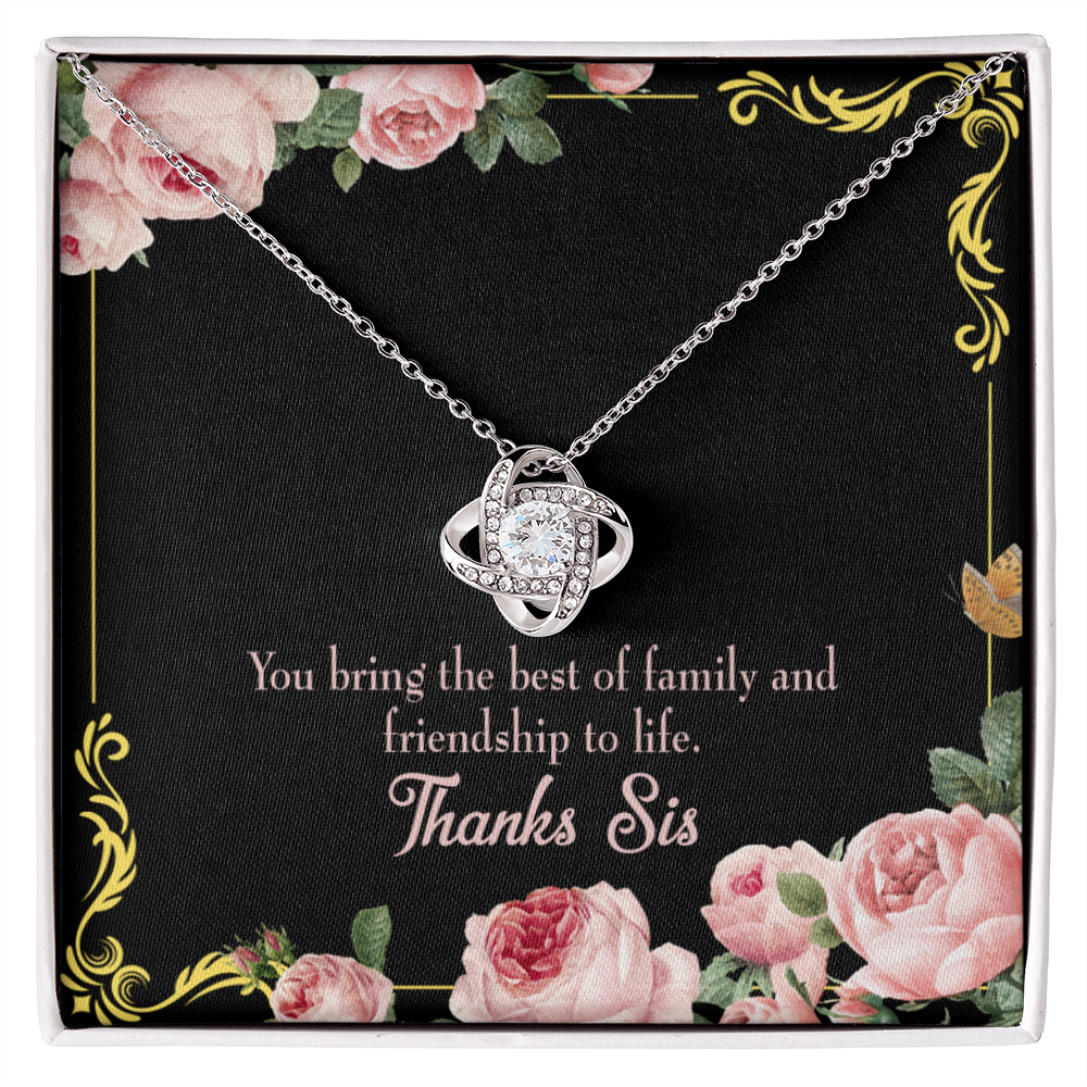 To My Sister Friendship to Life Infinity Knot Necklace Message Card-Express Your Love Gifts