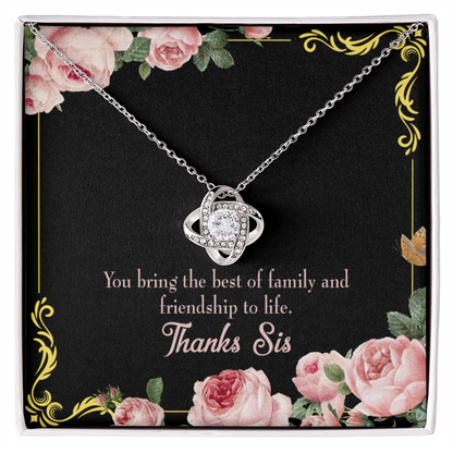 To My Sister Friendship to Life Infinity Knot Necklace Message Card-Express Your Love Gifts