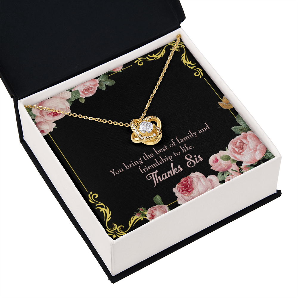 To My Sister Friendship to Life Infinity Knot Necklace Message Card-Express Your Love Gifts