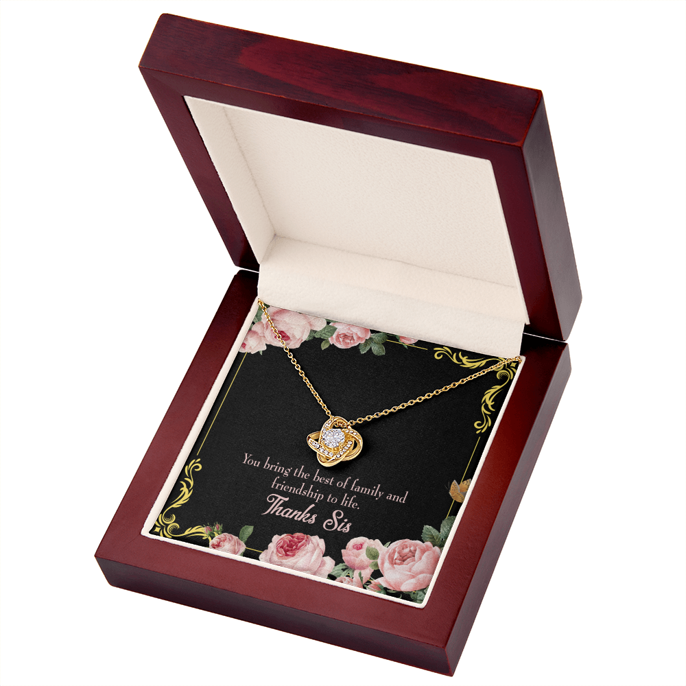 To My Sister Friendship to Life Infinity Knot Necklace Message Card-Express Your Love Gifts