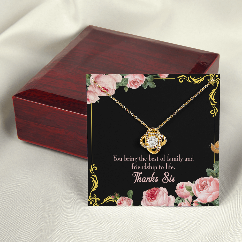 To My Sister Friendship to Life Infinity Knot Necklace Message Card-Express Your Love Gifts