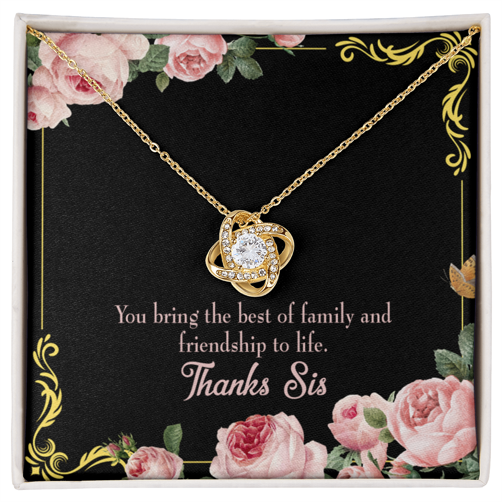 To My Sister Friendship to Life Infinity Knot Necklace Message Card-Express Your Love Gifts