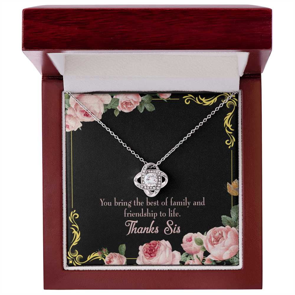 To My Sister Friendship to Life Infinity Knot Necklace Message Card-Express Your Love Gifts