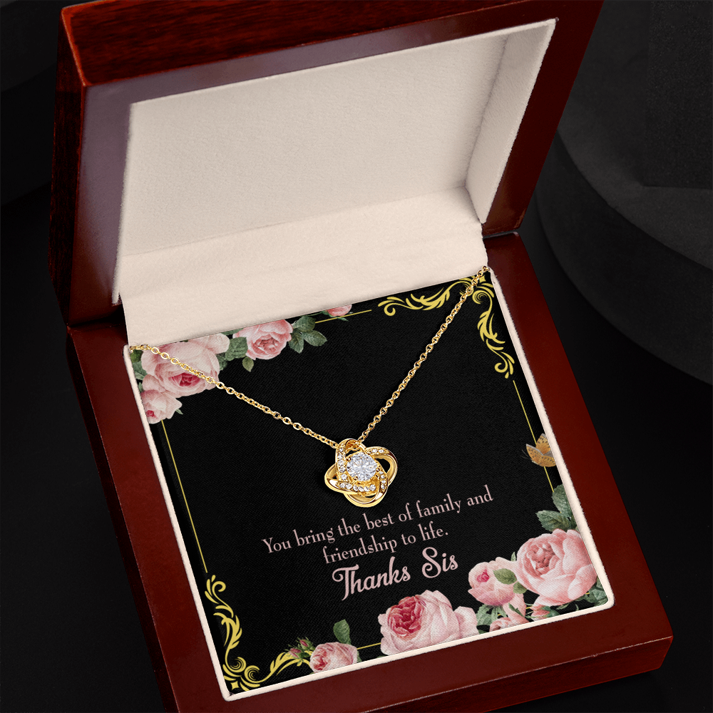 To My Sister Friendship to Life Infinity Knot Necklace Message Card-Express Your Love Gifts