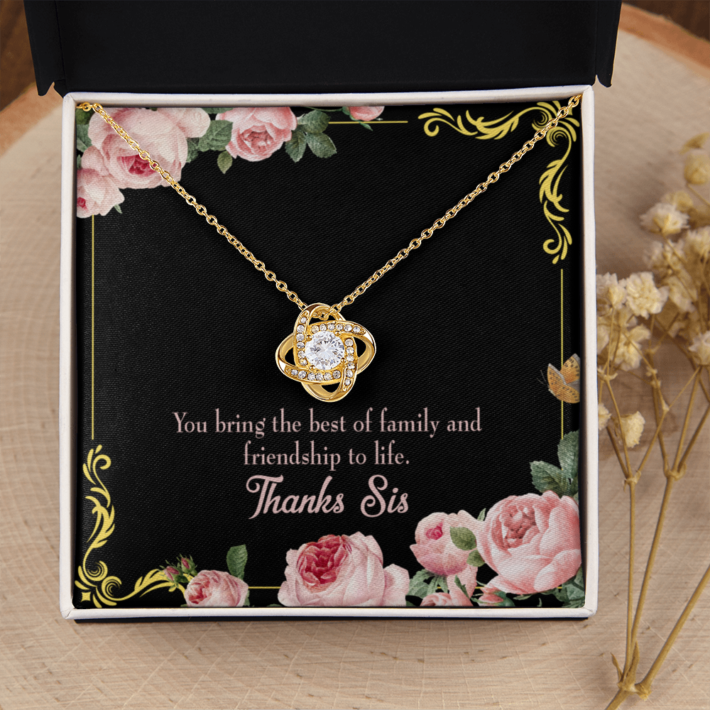 To My Sister Friendship to Life Infinity Knot Necklace Message Card-Express Your Love Gifts
