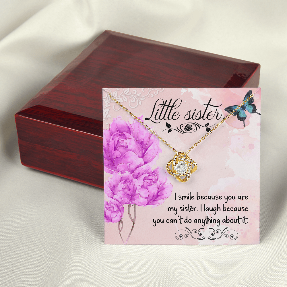 To My Sister I Smile Because You Are My Sisiter Infinity Knot Necklace Message Card-Express Your Love Gifts