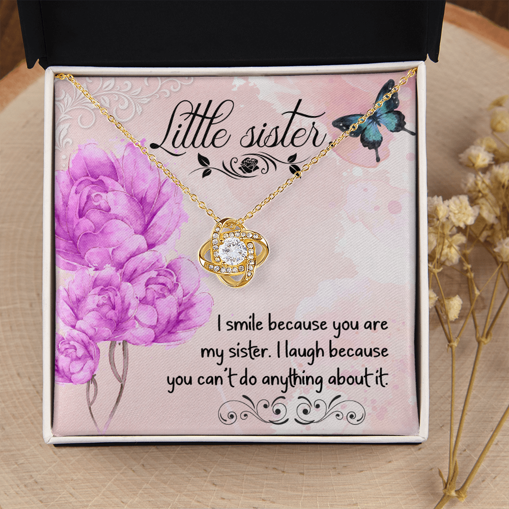 To My Sister I Smile Because You Are My Sisiter Infinity Knot Necklace Message Card-Express Your Love Gifts