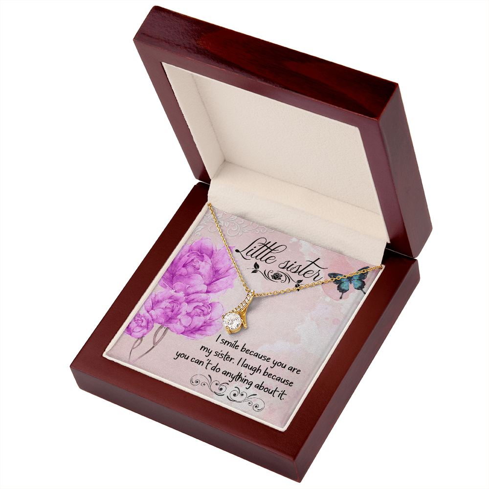 To My Sister I Smile Because You Are My Sister Alluring Ribbon Necklace Message Card-Express Your Love Gifts