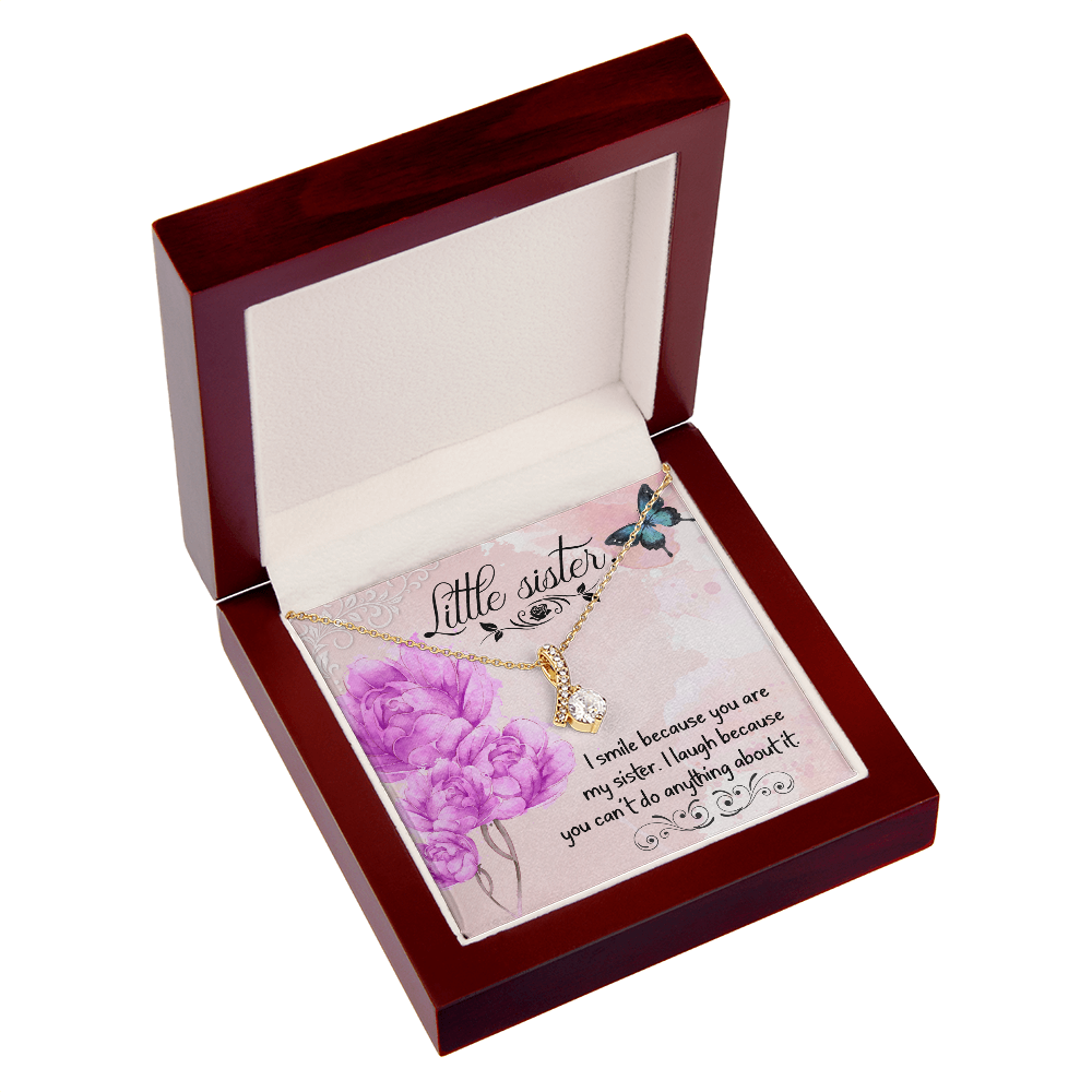 To My Sister I Smile Because You Are My Sister Alluring Ribbon Necklace Message Card-Express Your Love Gifts