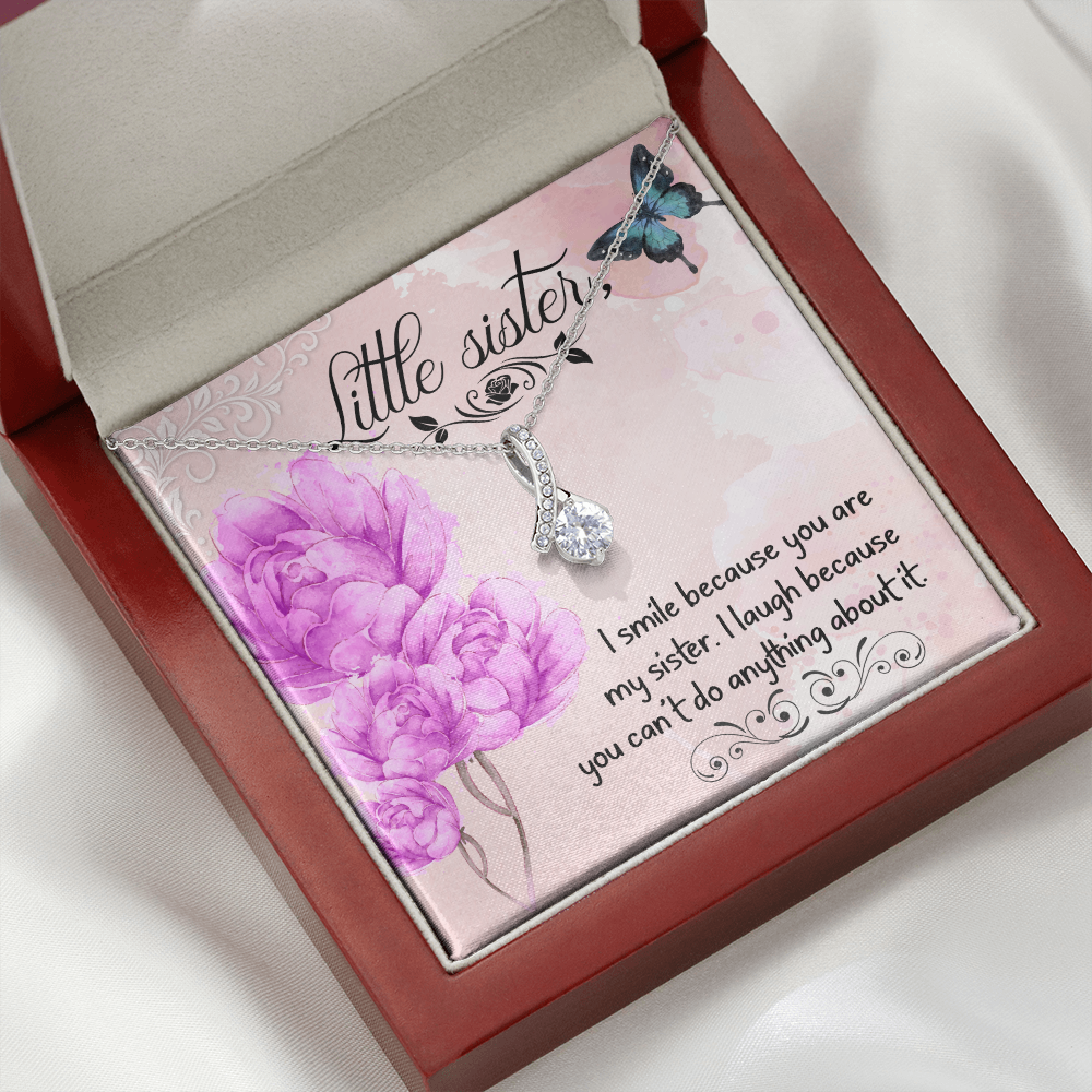 To My Sister I Smile Because You Are My Sister Alluring Ribbon Necklace Message Card-Express Your Love Gifts