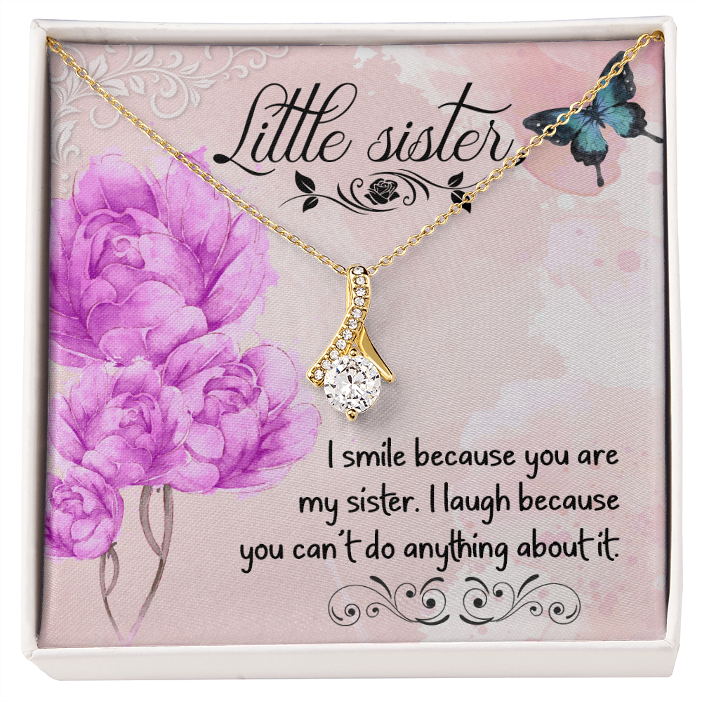 To My Sister I Smile Because You Are My Sister Alluring Ribbon Necklace Message Card-Express Your Love Gifts