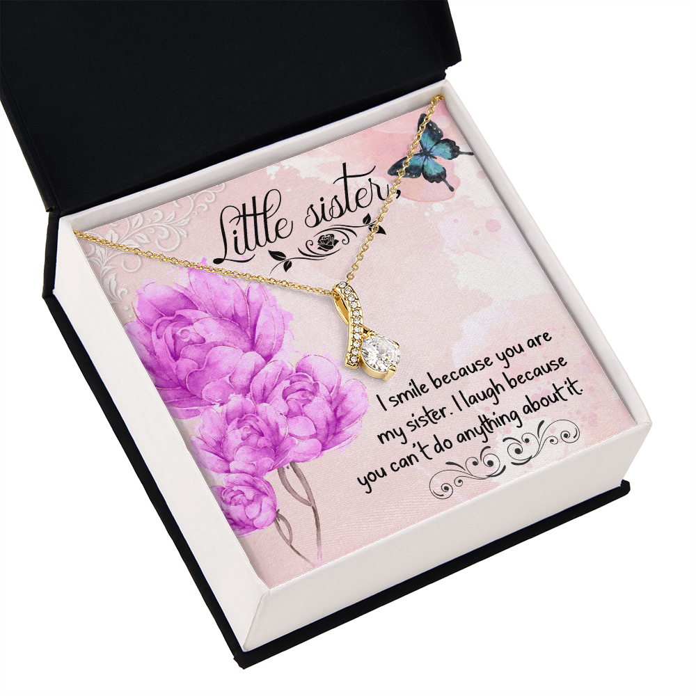 To My Sister I Smile Because You Are My Sister Alluring Ribbon Necklace Message Card-Express Your Love Gifts