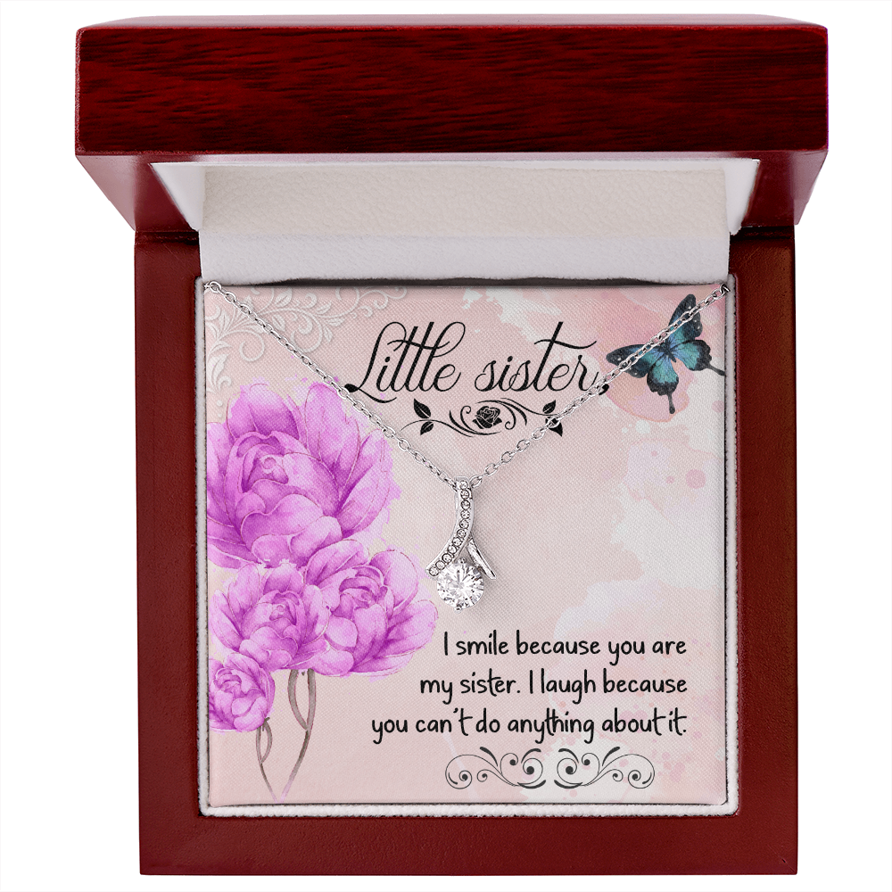 To My Sister I Smile Because You Are My Sister Alluring Ribbon Necklace Message Card-Express Your Love Gifts