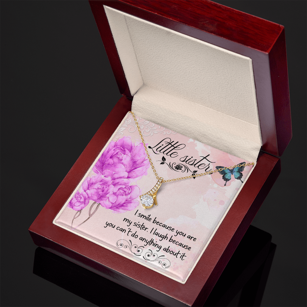 To My Sister I Smile Because You Are My Sister Alluring Ribbon Necklace Message Card-Express Your Love Gifts
