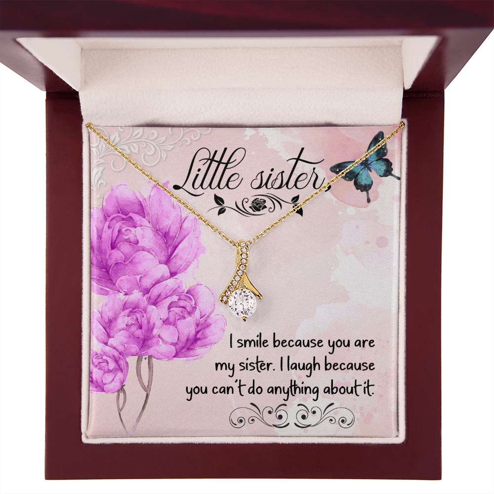 To My Sister I Smile Because You Are My Sister Alluring Ribbon Necklace Message Card-Express Your Love Gifts