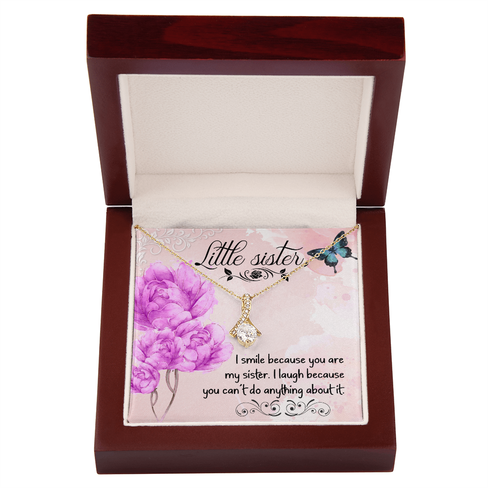 To My Sister I Smile Because You Are My Sister Alluring Ribbon Necklace Message Card-Express Your Love Gifts