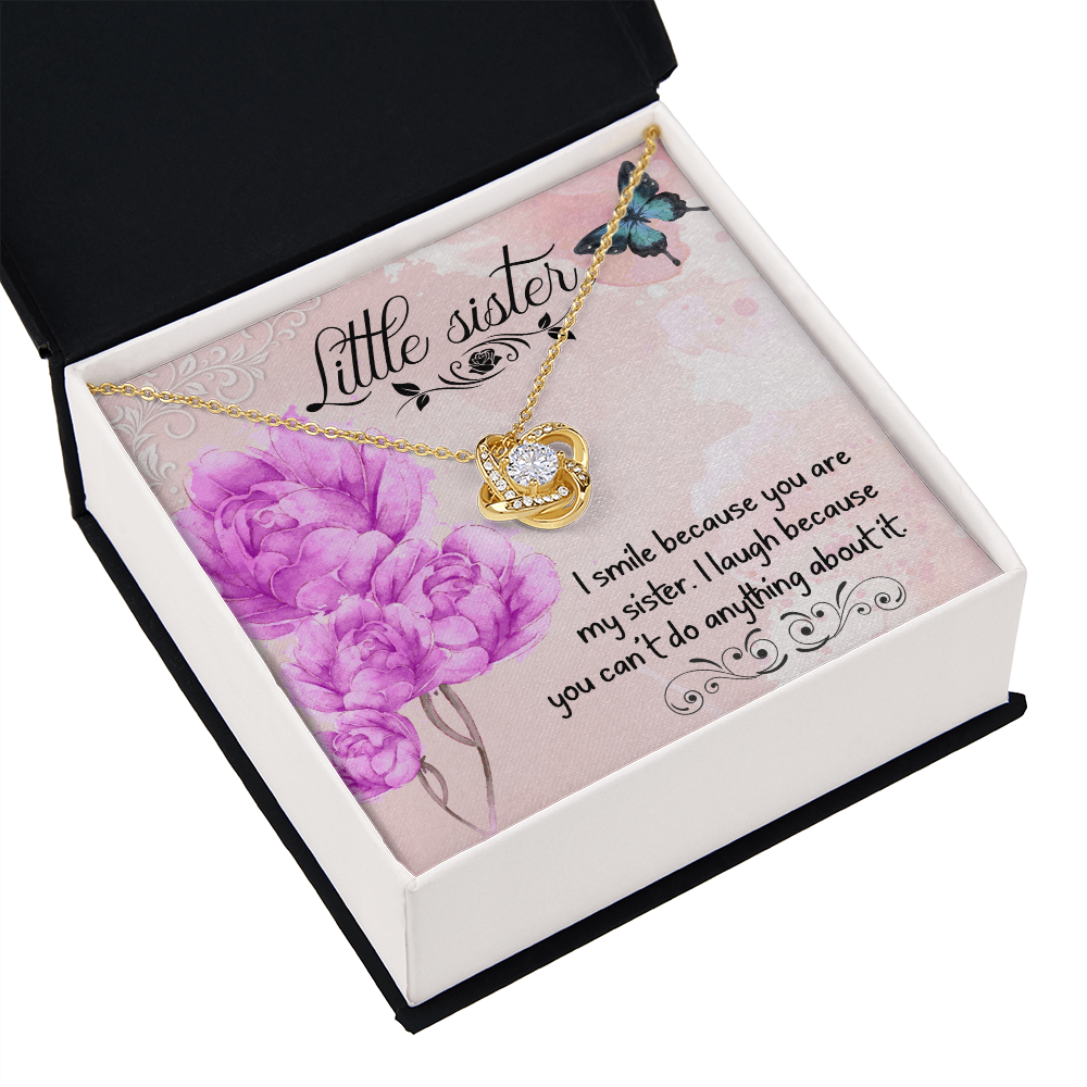 To My Sister I Smile Because You Are My Younger Sister Infinity Knot Necklace Message Card-Express Your Love Gifts