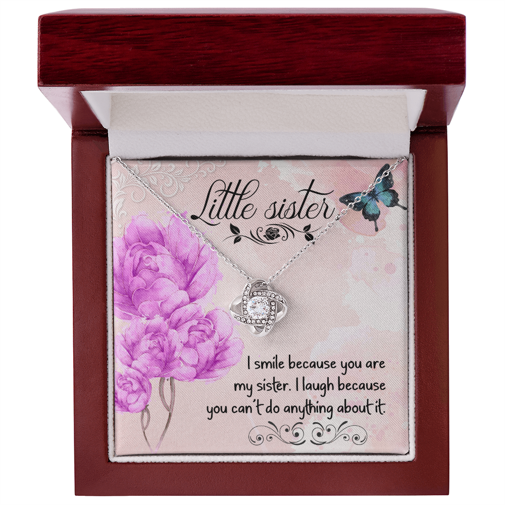 To My Sister I Smile Because You Are My Younger Sister Infinity Knot Necklace Message Card-Express Your Love Gifts