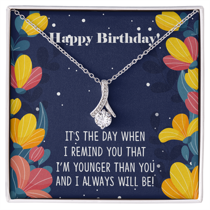 To My Sister I Will Always Will Be Alluring Ribbon Necklace Message Card-Express Your Love Gifts