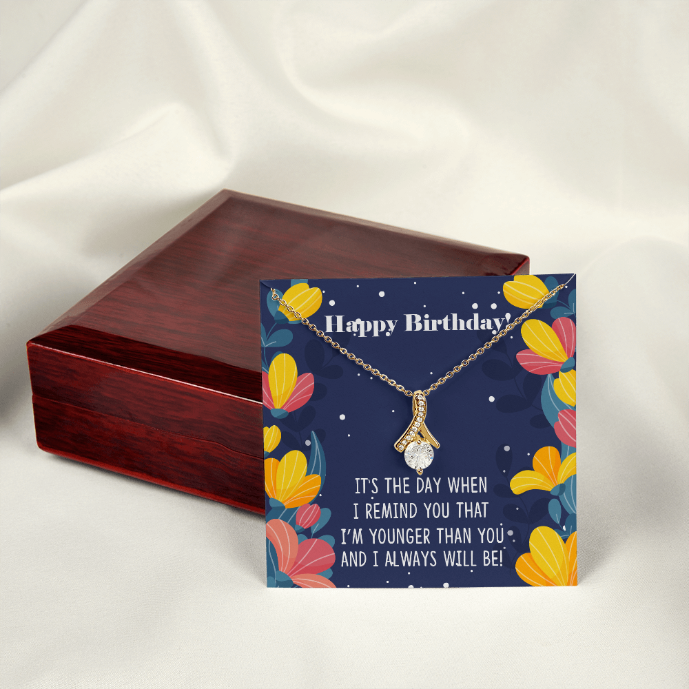 To My Sister I Will Always Will Be Alluring Ribbon Necklace Message Card-Express Your Love Gifts