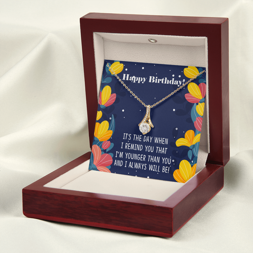 To My Sister I Will Always Will Be Alluring Ribbon Necklace Message Card-Express Your Love Gifts