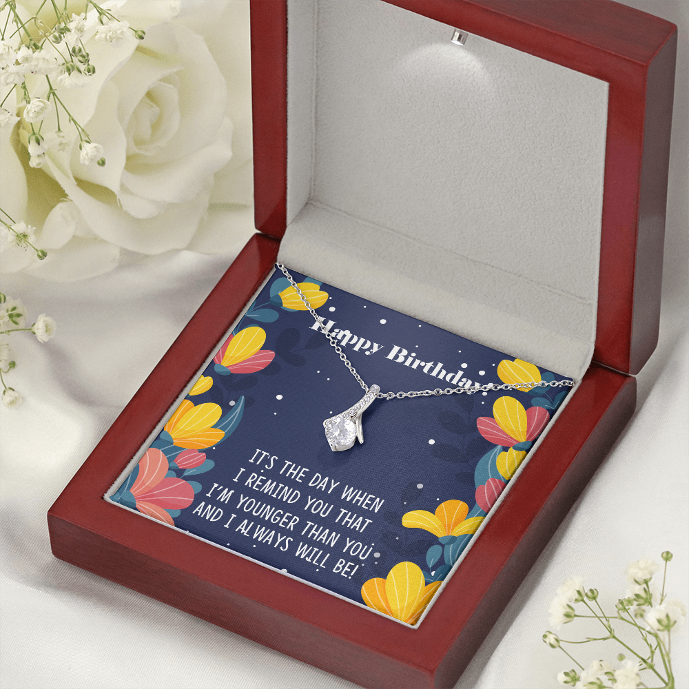To My Sister I Will Always Will Be Alluring Ribbon Necklace Message Card-Express Your Love Gifts