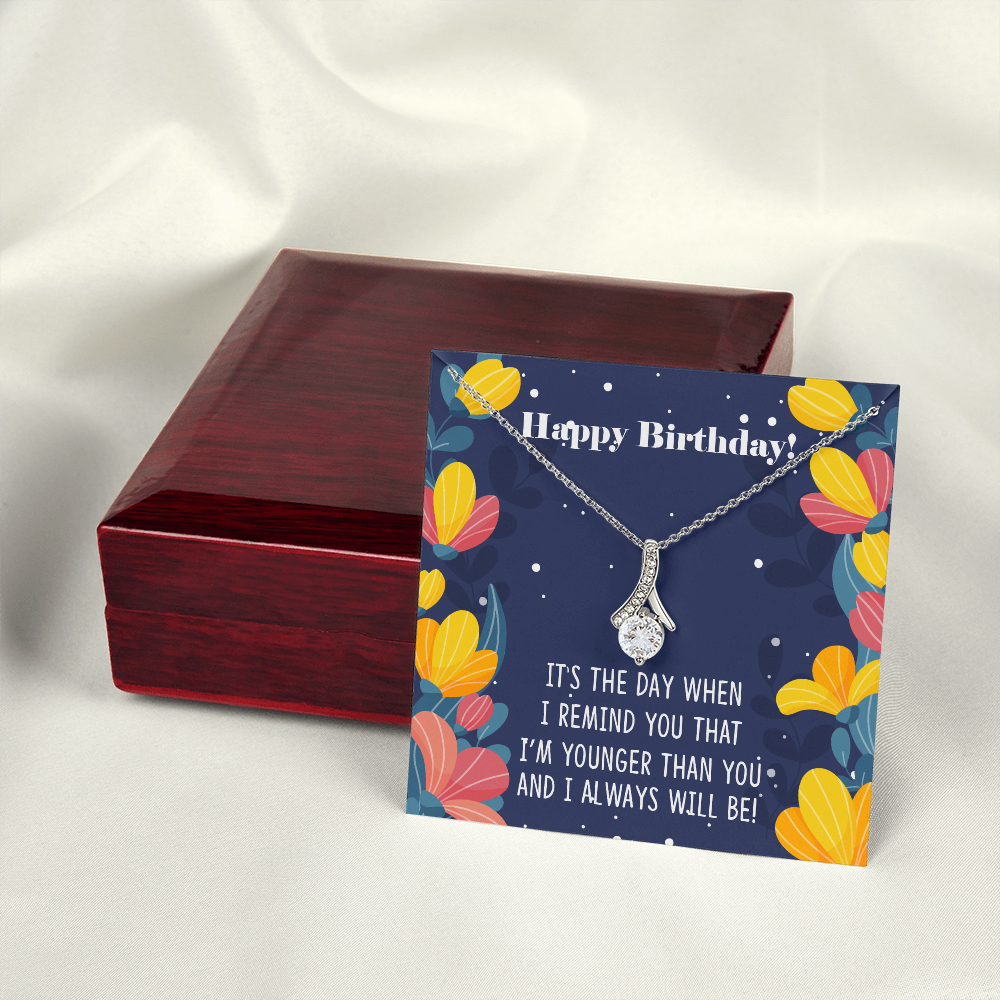 To My Sister I Will Always Will Be Alluring Ribbon Necklace Message Card-Express Your Love Gifts