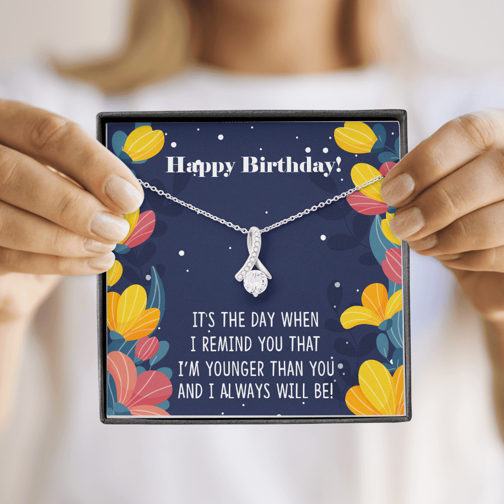 To My Sister I Will Always Will Be Alluring Ribbon Necklace Message Card-Express Your Love Gifts