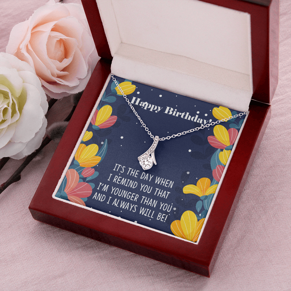 To My Sister I Will Always Will Be Alluring Ribbon Necklace Message Card-Express Your Love Gifts